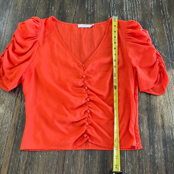 Lush Orange Button Front Ruched Blouse - Size Medium - Picture 11 of 12